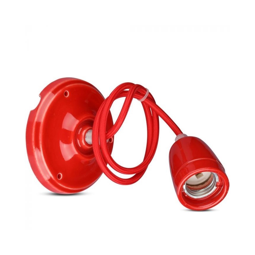 Câble d'alimentation 1xE27/60W/230V rouge/porcelaine