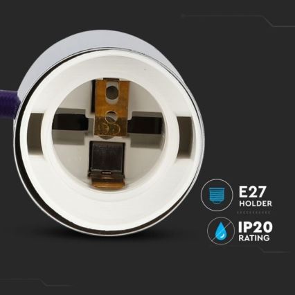 Câble d'alimentation 1xE27/60W/230V violet/chrome brillant