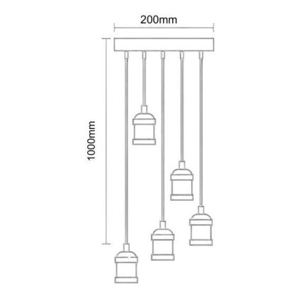 Câble d'alimentation 5xE27/60W/230V bronze