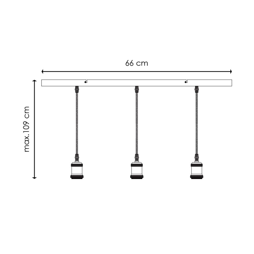 Câble d'alimentation VINTAGE 3xE27/40W/230V chrome mat