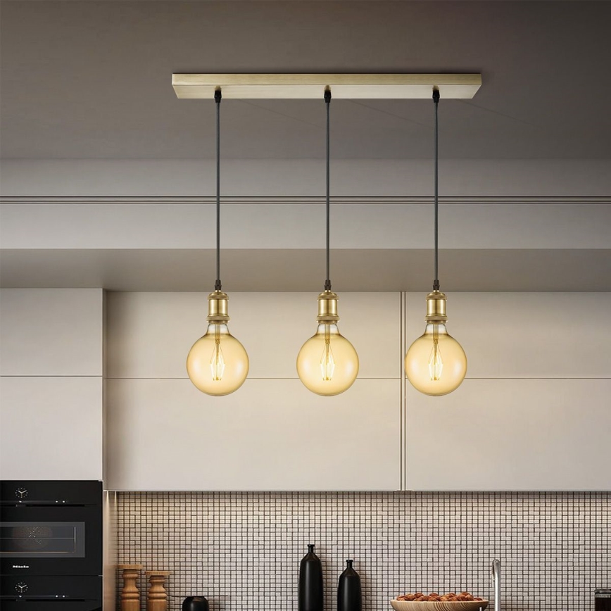 Câble d'alimentation VINTAGE 3xE27/40W/230V laiton