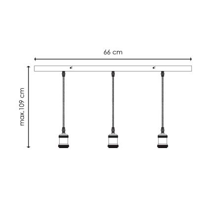 Câble d'alimentation VINTAGE 3xE27/40W/230V laiton