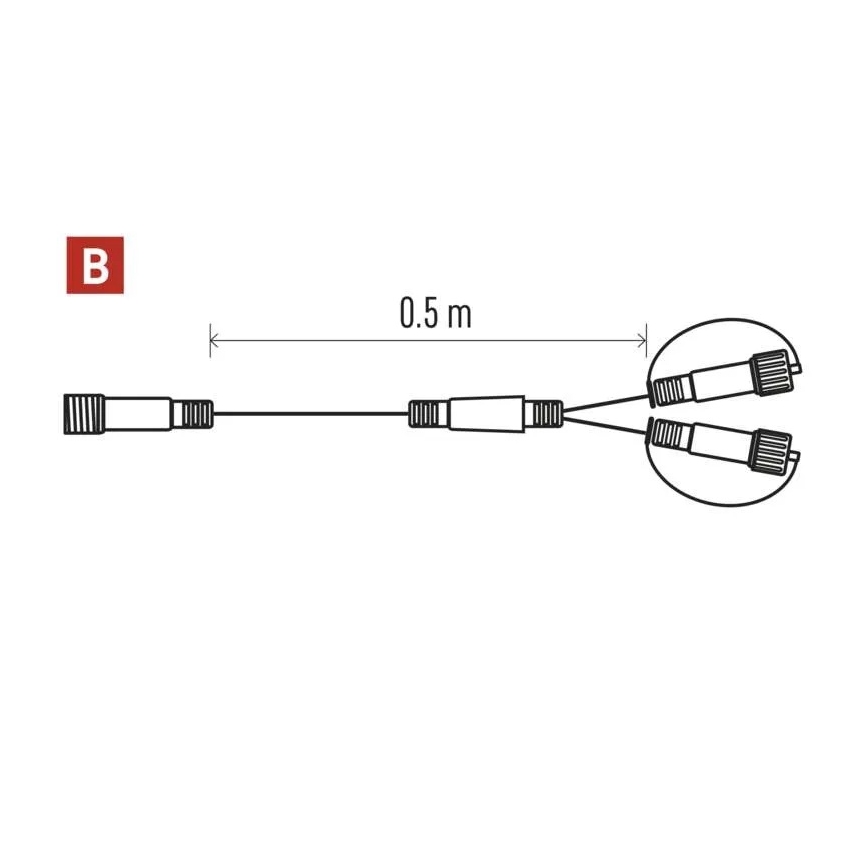 Câble de dérivation extérieur 0,5 m pour guirlandes en série, IP44