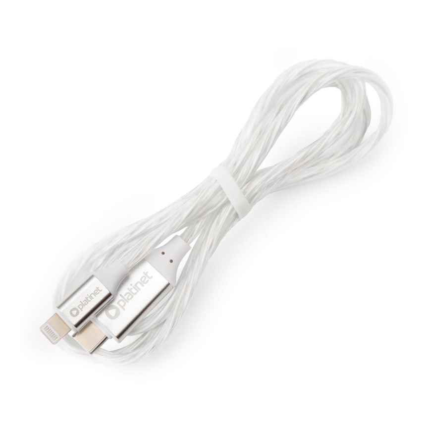 Câble USB USB-C / connecteur Lightning avec rétroéclairage LED 27W 1m blanc