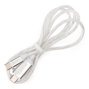 Câble USB USB-C / connecteur USB-C avec rétroéclairage LED 60W 1m blanc