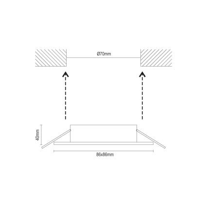 Cadre pour spot encastré GU10 8,6x8,6 cm blanc