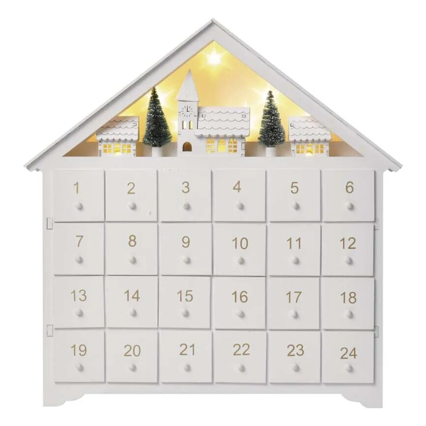 Calendrier de l'avent 8xLED/2xAA blanc
