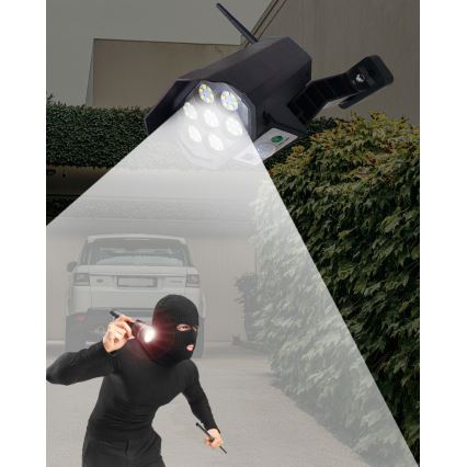 Caméra de sécurité factice solaire avec détecteur LED/3,7V IP44 noir + télécommande