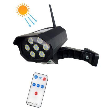 Caméra de sécurité factice solaire avec détecteur LED/3,7V IP44 noir + télécommande