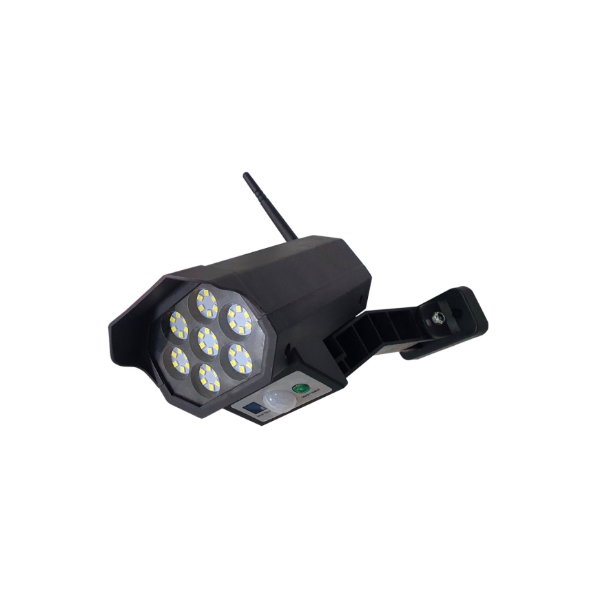 Caméra de sécurité factice solaire avec détecteur LED/3,7V IP44 noir + télécommande