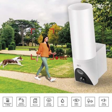 Caméra extérieure connectée avec éclairage GoSmart LED/12W/230V IP65 Wi-Fi Tuya blanc