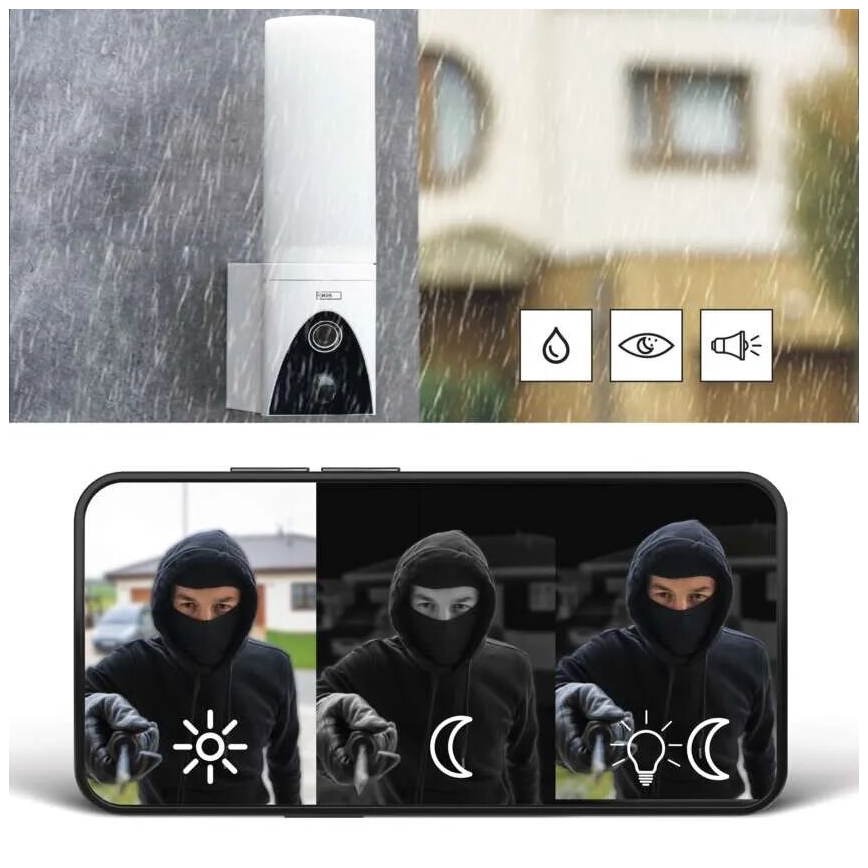 Caméra extérieure connectée avec éclairage GoSmart LED/12W/230V IP65 Wi-Fi Tuya blanc