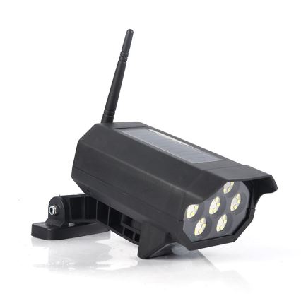 Caméra factice de surveillance LED avec capteur et panneau solaire LED/5W/5,5V 800 mAh IP65 + télécommande