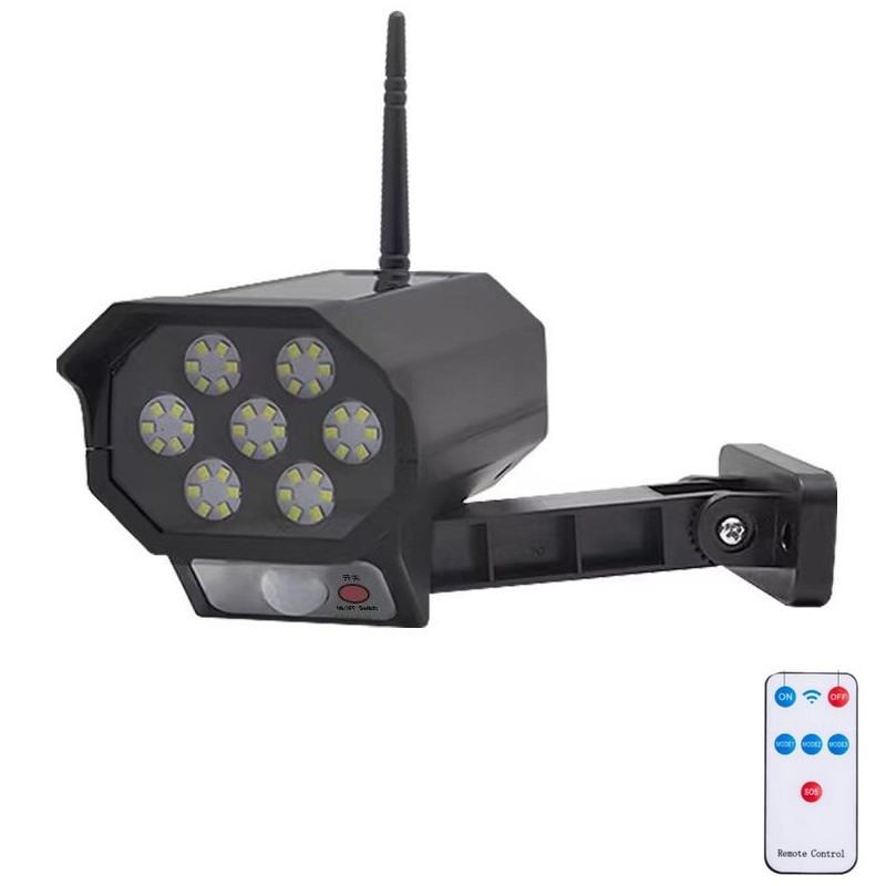 Caméra factice de surveillance LED avec capteur et panneau solaire LED/5W/5,5V 800 mAh IP65 + télécommande