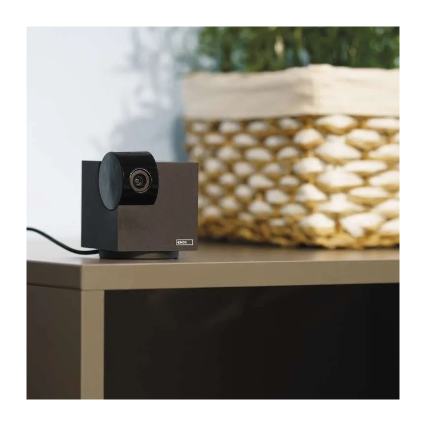 Caméra intérieure pivotante intelligente avec capteur de mouvement GoSmart 5V Wi-Fi Tuya noire