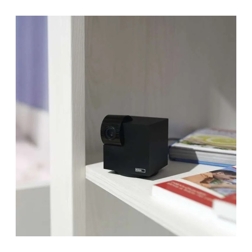 Caméra intérieure pivotante intelligente avec capteur de mouvement GoSmart 5V Wi-Fi Tuya noire