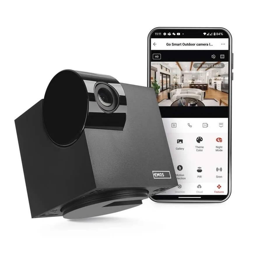 Caméra intérieure pivotante intelligente avec capteur de mouvement GoSmart 5V Wi-Fi Tuya noire