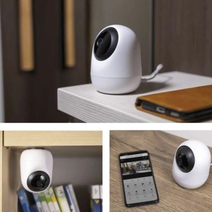 Telecamera interna intelligente rotante con sensore di movimento GoSmart 5V Wi-Fi Tuya bianca