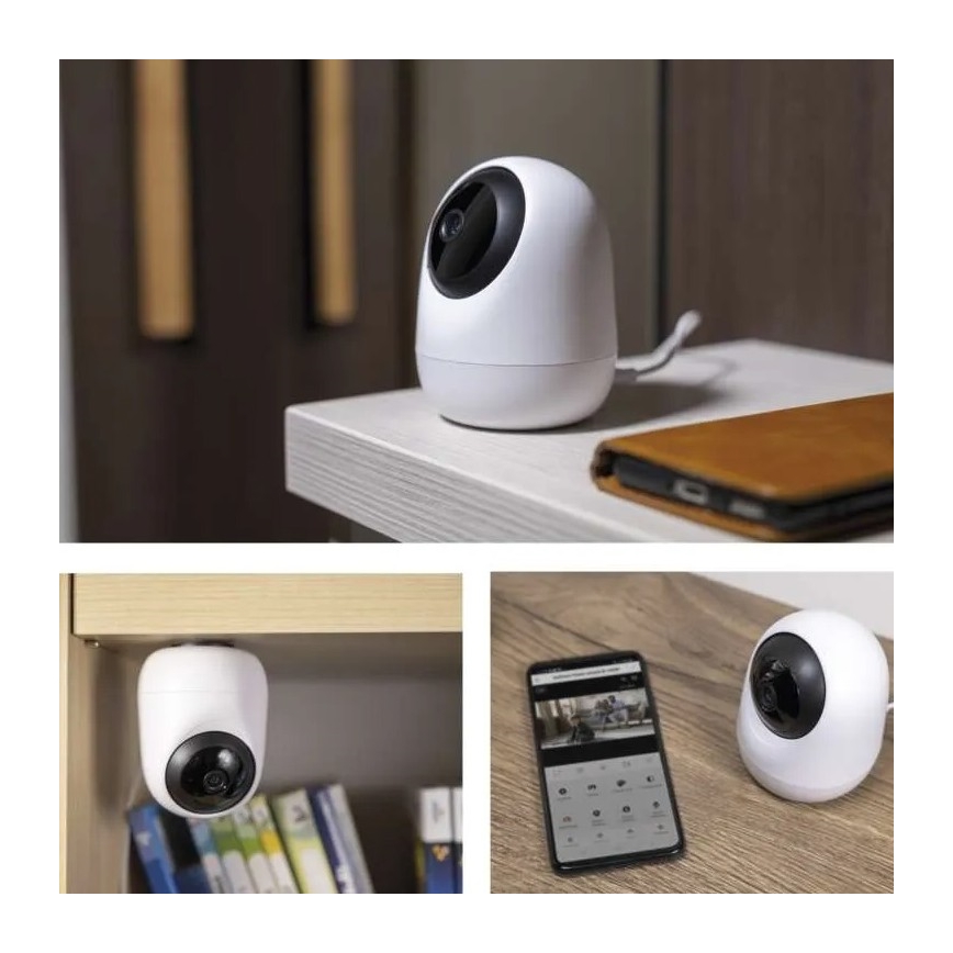 Telecamera interna intelligente rotante con sensore di movimento GoSmart 5V Wi-Fi Tuya bianca