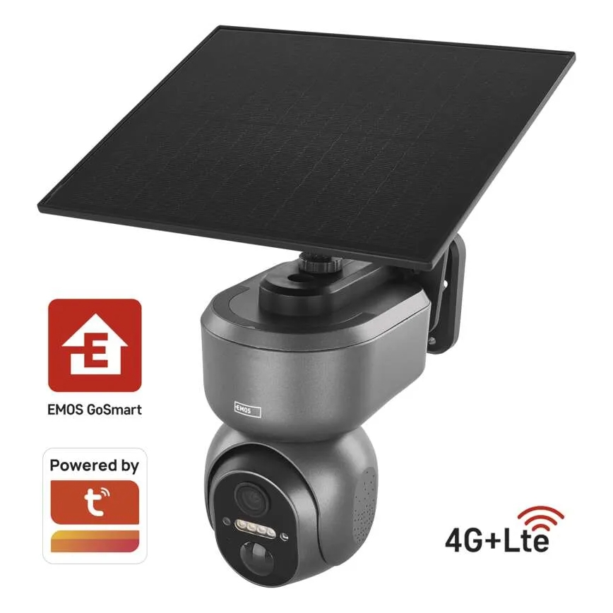 Caméra solaire connectée équipée d'un capteur GoSmart 4G/LTE, batterie 10400 mAh 5V, indice de protection IP65, compatible Tuya