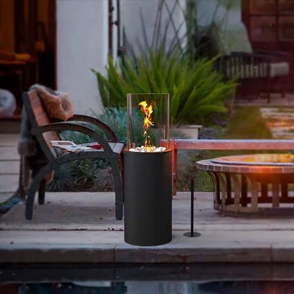 Camino a bioetanolo ROMA 26,5 x 80,5 cm 2 kW nero + copertura protettiva