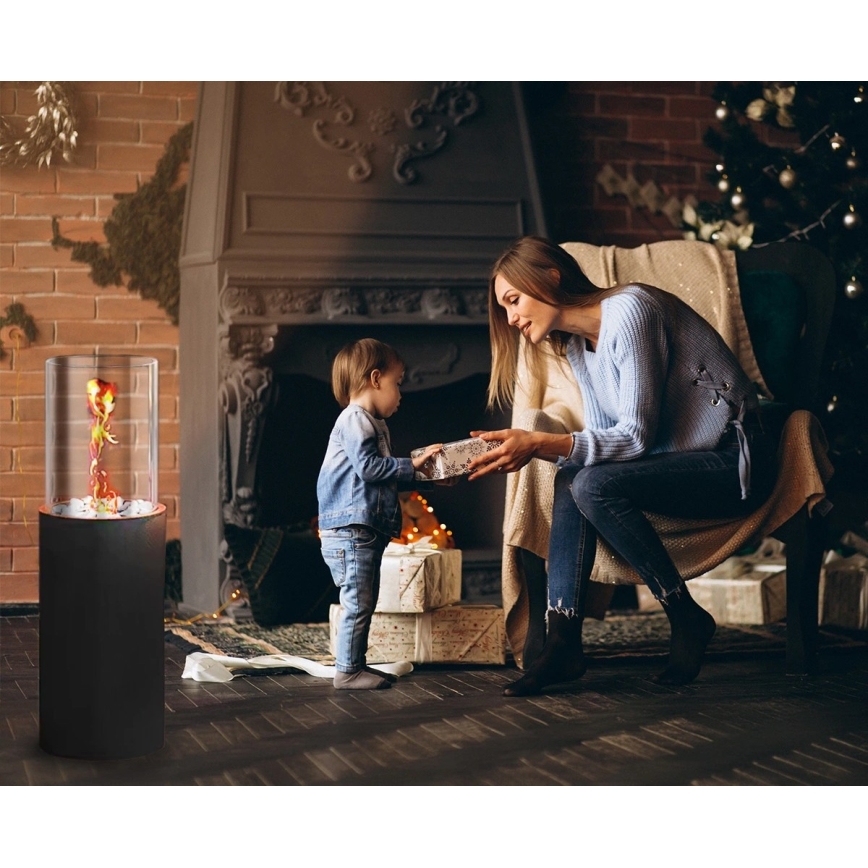 Camino a bioetanolo ROMA 26,5 x 80,5 cm 2 kW nero + copertura protettiva