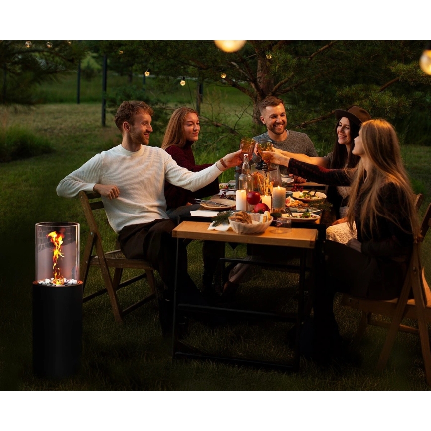 Camino a bioetanolo ROMA 26,5 x 80,5 cm 2 kW nero + copertura protettiva