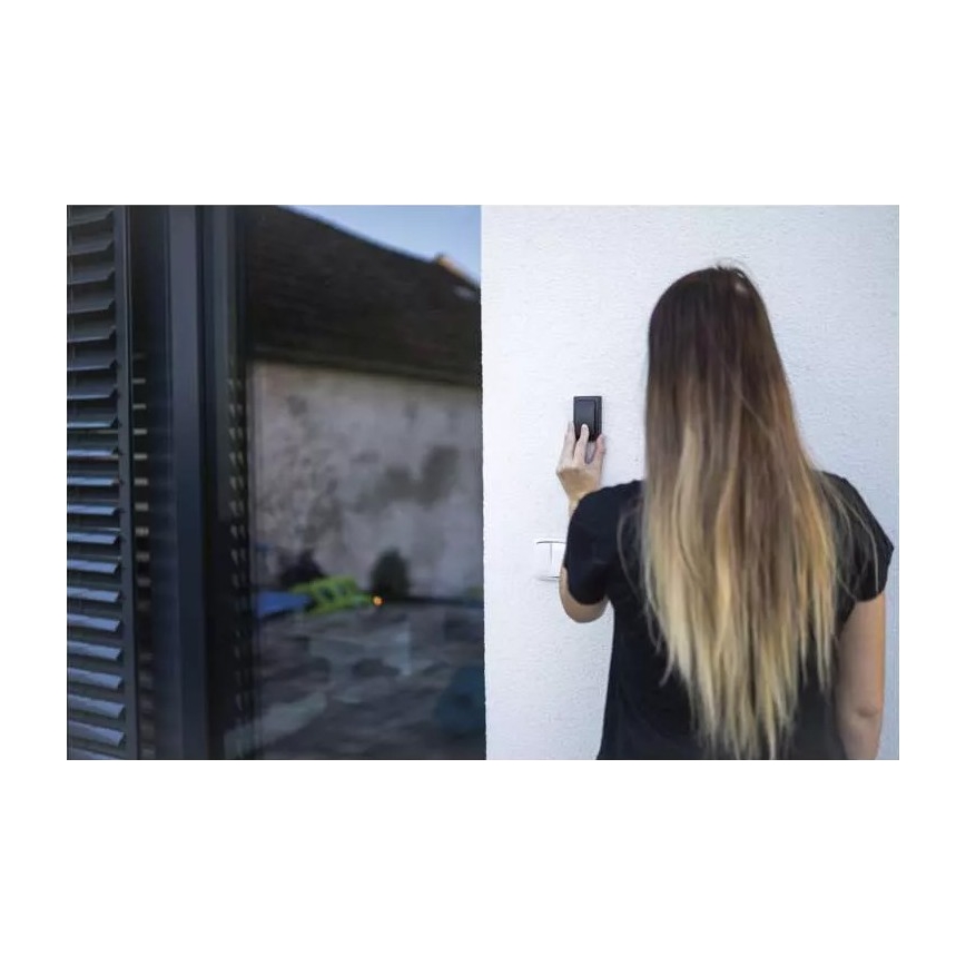 Campanello con presa wireless 230V IP44 nero