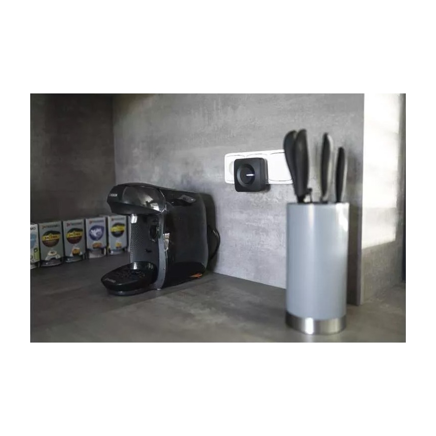 Campanello con presa wireless 230V IP44 nero
