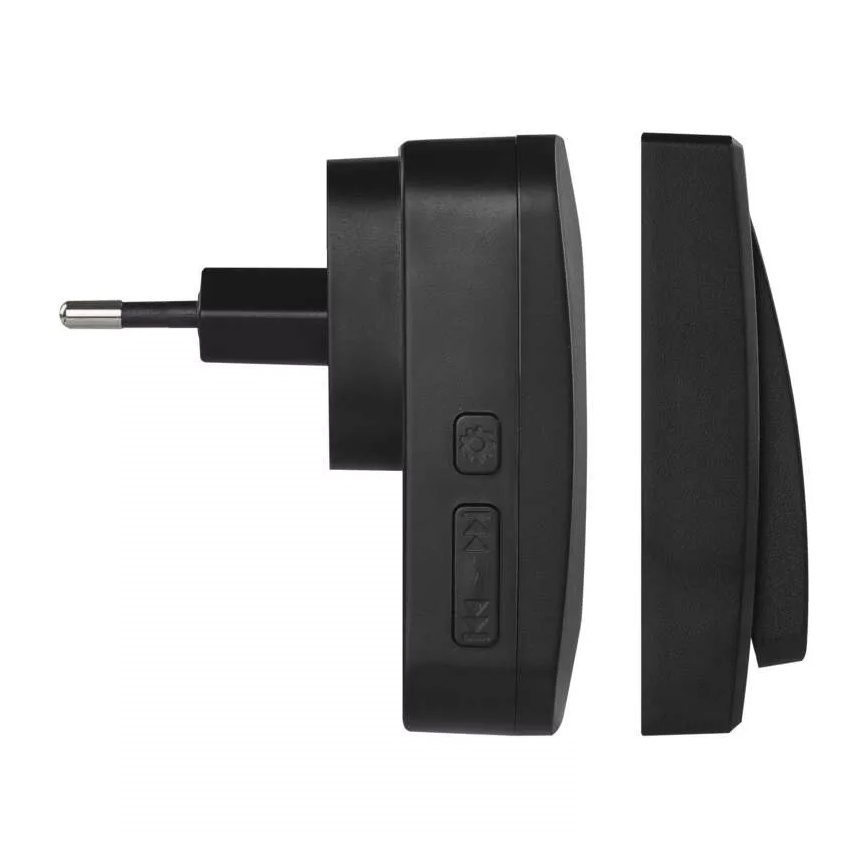 Campanello con presa wireless 230V IP44 nero