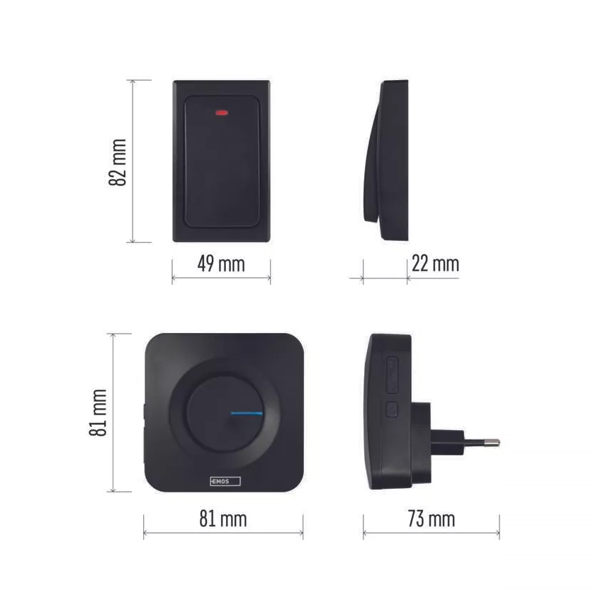 Campanello con presa wireless 230V IP44 nero