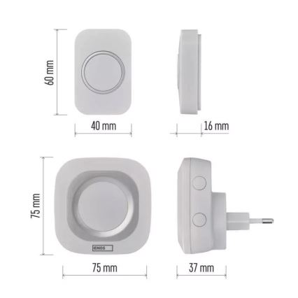 Campanello presa wireless 230V IP44 bianco