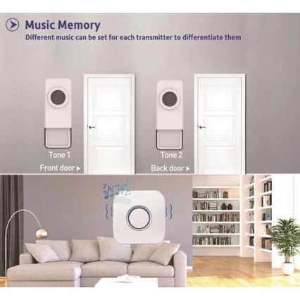 Campanello senza fili 3xAAA IP55 bianco