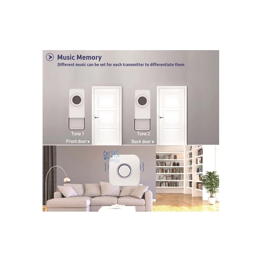Campanello senza fili 3xAAA IP55 bianco