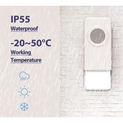 Campanello senza fili 3xAAA IP55 bianco