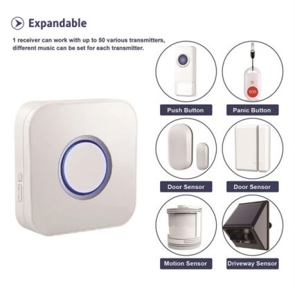 Campanello senza fili 3xAAA IP55 bianco
