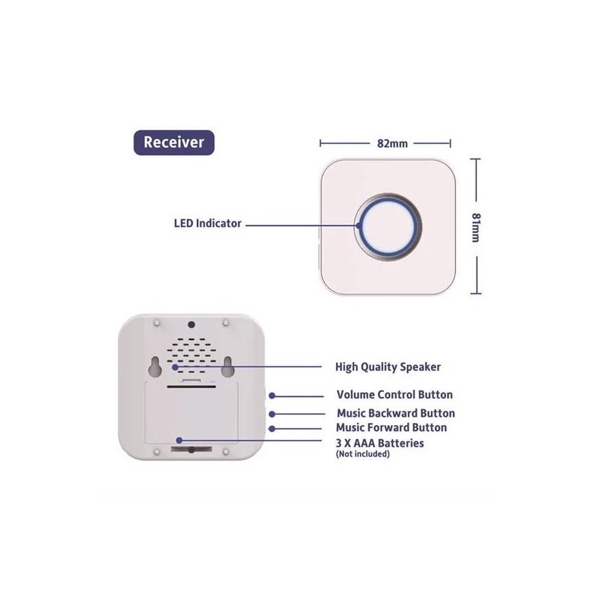 Campanello senza fili 3xAAA IP55 bianco