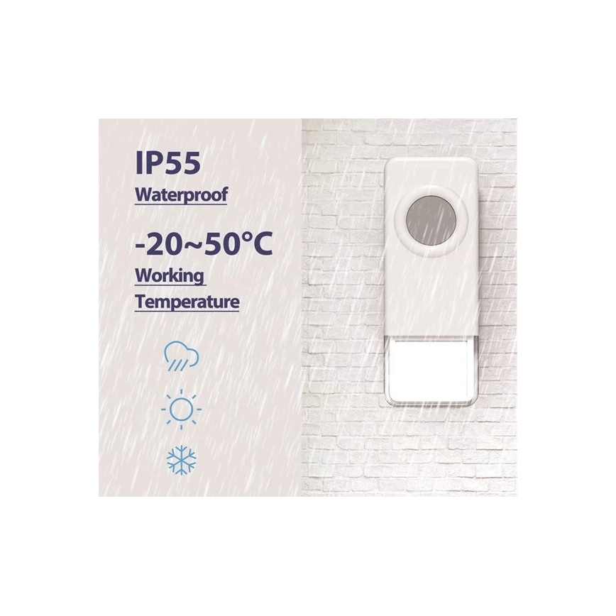 Campanello senza fili 3xAAA IP55 nero