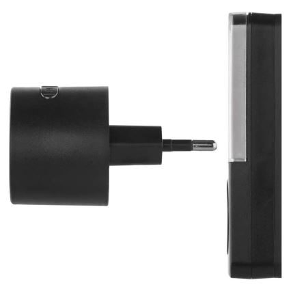 Campanello senza fili da spina 230V + 1x CR2032, nero
