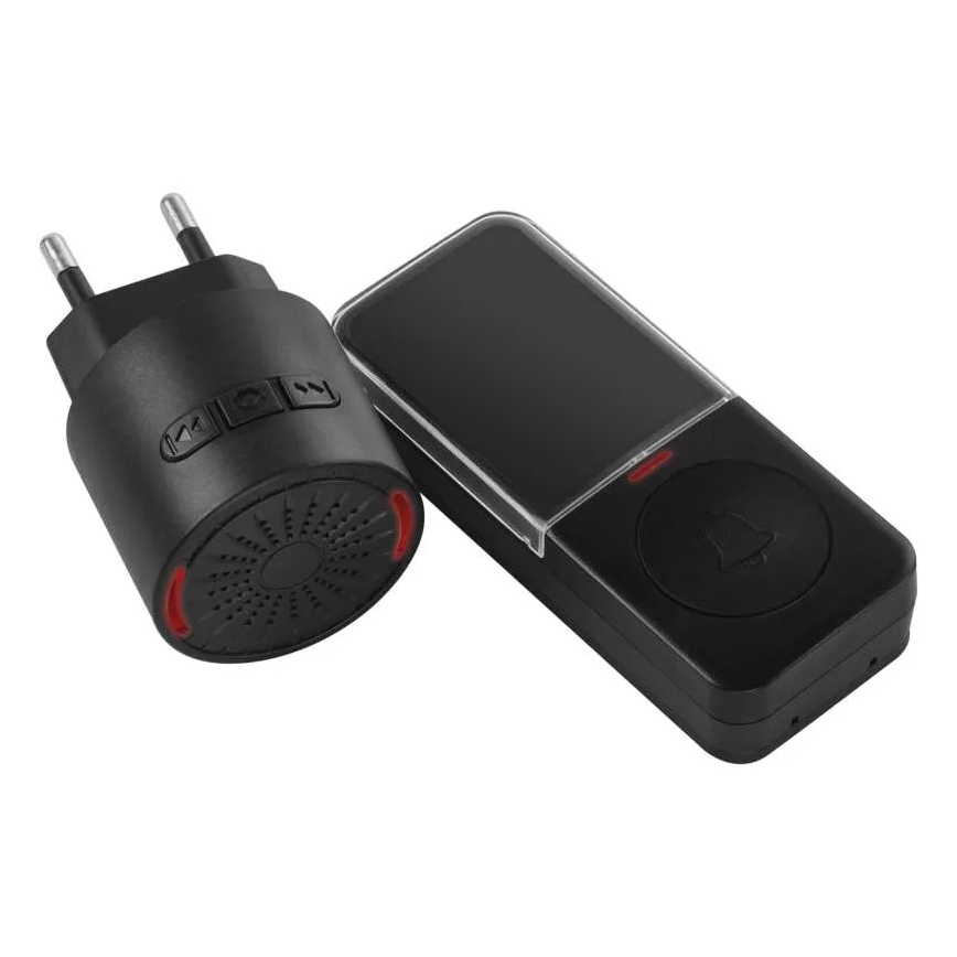 Campanello senza fili da spina 230V + 1x CR2032, nero