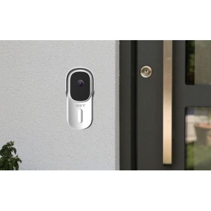 Campanello video con sensore di movimento — Full HD 1080p, batteria 5200 mAh, IP65, Wi‑Fi, compatibile Tuya, bianco