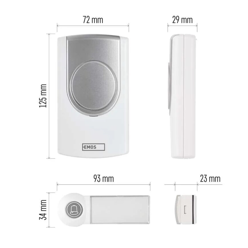 Campanello wireless 3xAA IP44 bianco/argento