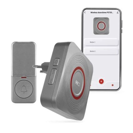 Campanello wireless a spina GoSmart 230V + 1xCR2032 grigio Wi-Fi