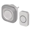 Campanello wireless con spina integrata 230V + 1xCR2032 IP44 grigio