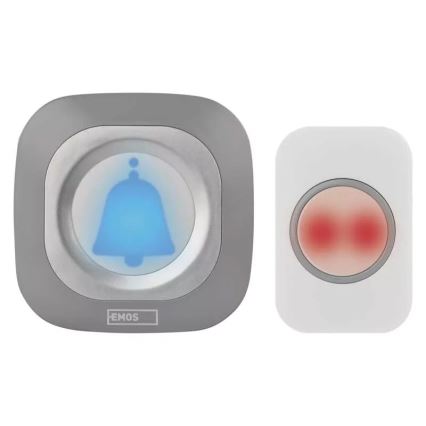 Campanello wireless con spina integrata 230V + 1xCR2032 IP44 grigio