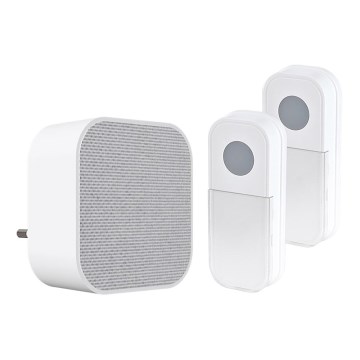 Campanello wireless con spina integrata 230V + 2x bottone IP44 bianco