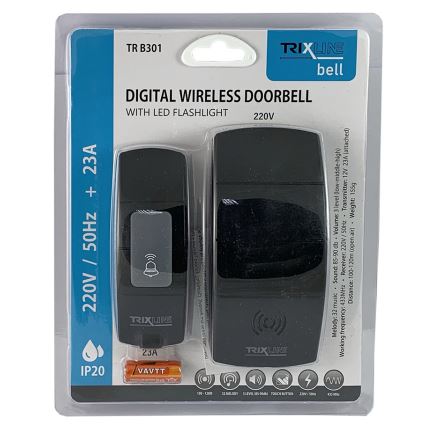 Campanello wireless con spina integrata BELL 230V nero