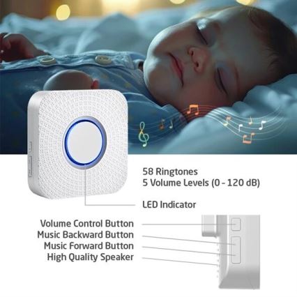 Campanello wireless con spina integrata kinetic 230V bianco