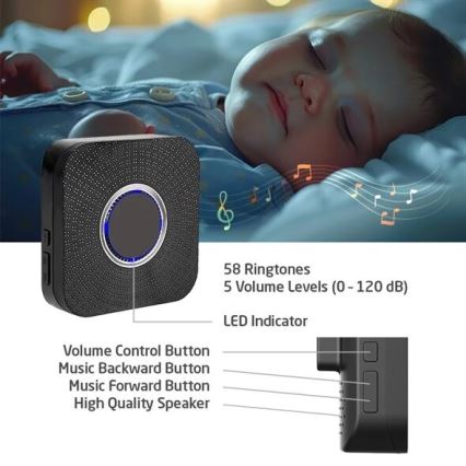 Campanello wireless con spina integrata kinetic 230V nero