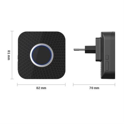 Campanello wireless con spina integrata kinetic 230V nero